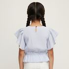 Girls Light Powder Blue Round Neck Casual T-Shirt, Light Blue, small image number null