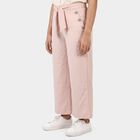 Girls' Pink Wide Leg Tie-Up Trousers, Light Pink, small