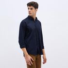 Men's Deep Midnight Navy Blue Full Sleeve Classic Casual Shirt, Navy Blue, small image number null