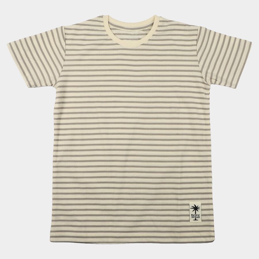 Boys' Half Sleeves T-Shirt, ऑफ व्हाइट, large