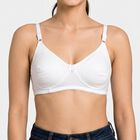 Women's White Cotton Blend V-Neck Bralette Bra, सफ़ेद, small