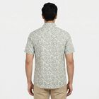 Men's Green Cotton Floral Spread Collar Regular Fit Shirt, हल्का हरा, small