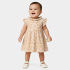 Infants' Off White Regular Fit Floral Printed Ruffle Collar Frock, Off White, small