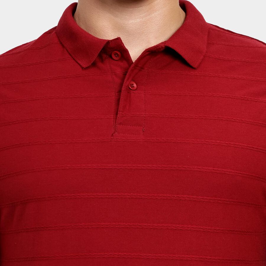 Men's Collared Half Sleeves T-Shirt, वाइन, large image number null