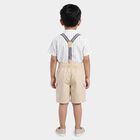 Boys' Cream 100% Cotton Mandarin Collar Striped Baba Suit, ऑफ व्हाइट, small