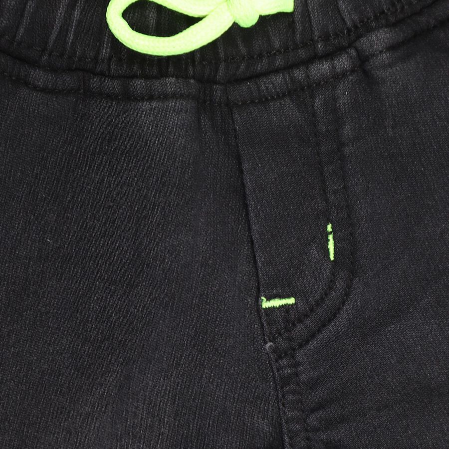 Kids Charcoal Black Slim Fit Cross Pocket Jeans, Black, large image number null