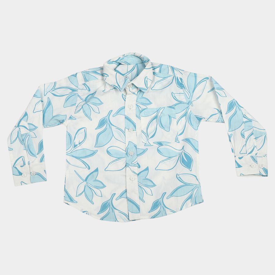 Boys Light Blue Cotton Casual Shirt, हल्का नीला, large