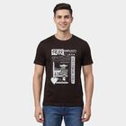 Men's Brown Round Neck Minimalist T-Shirt, भूरा, small