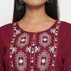 Embroidered Calf Length Dress, वाइन, small image number null