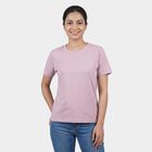 Women's Lilac Cotton Round Neck Casual T-Shirt, Lilac, small