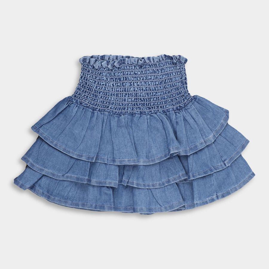 Girls' Skirt , मध्यम नीला, large image number null
