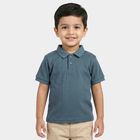 Boys Blue Cotton Polo Neck Casual Boys T-Shirt, मध्यम नीला, small