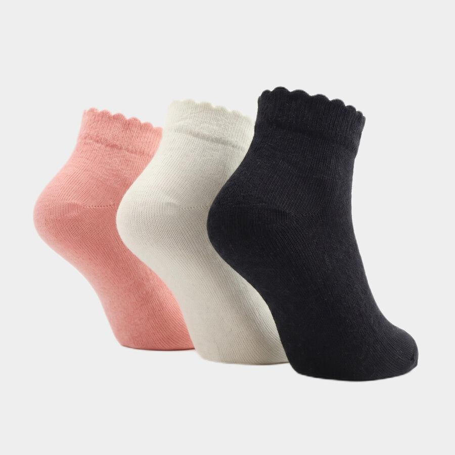 Women's Assorted Regular Fit Solid Pack of 3 Socks, चुनिंदा, large