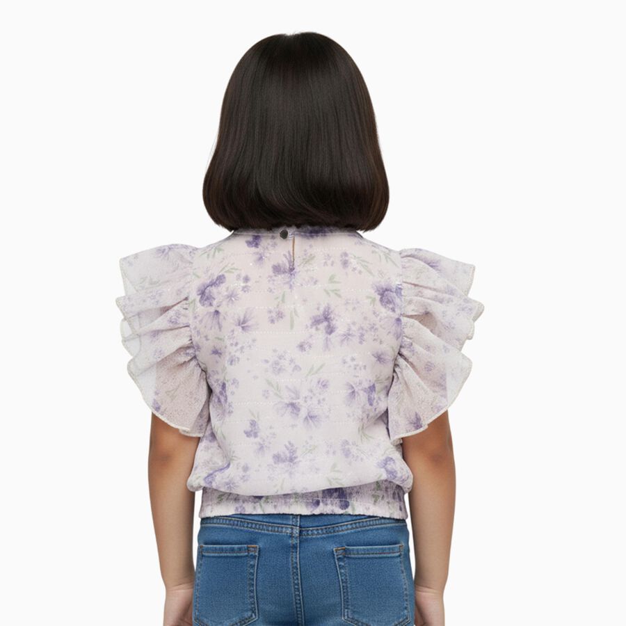 Girls Soft Lavender Round Neck Romantic T-Shirt, Lilac, large