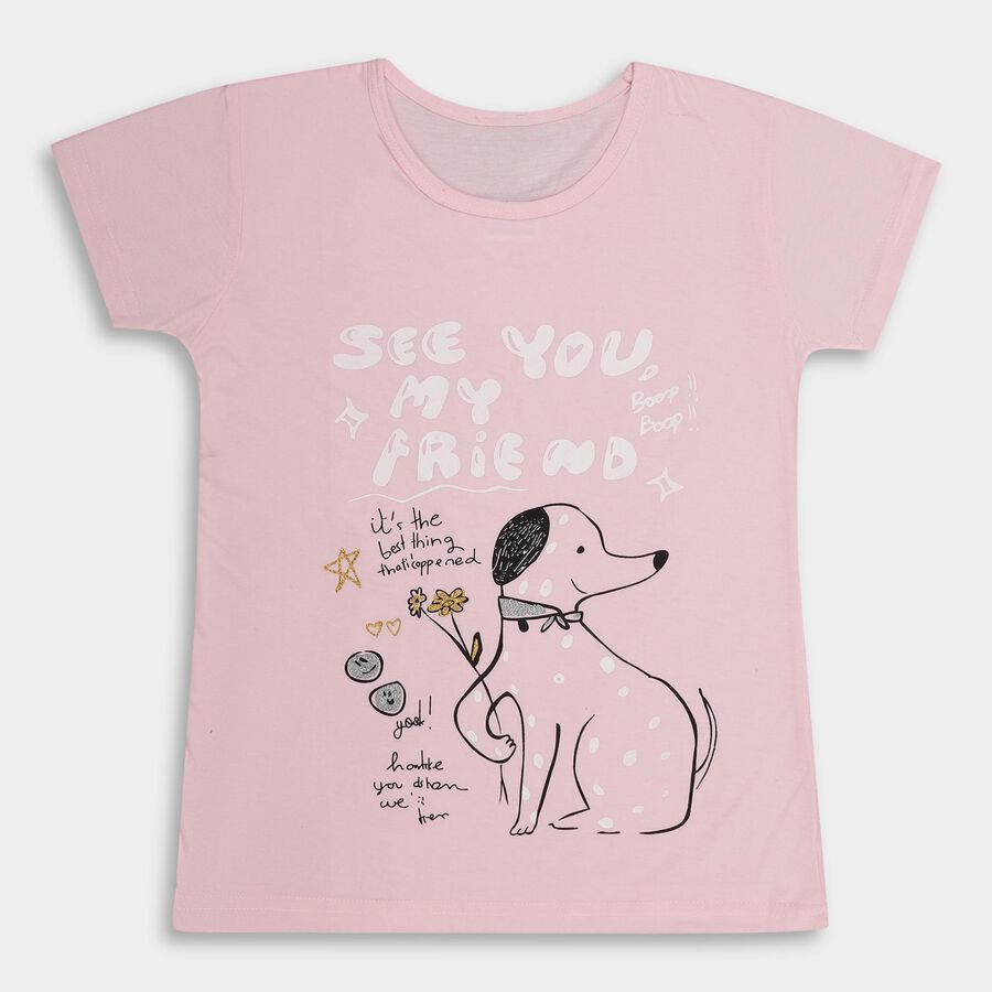 Girls' T-Shirt , हल्का गुलाबी, large