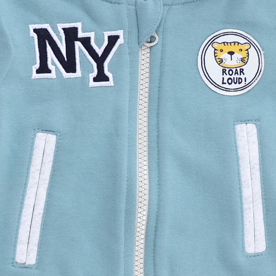 Infants Light Blue Hooded Casual Sweatshirt, टील ब्लू, large image number null