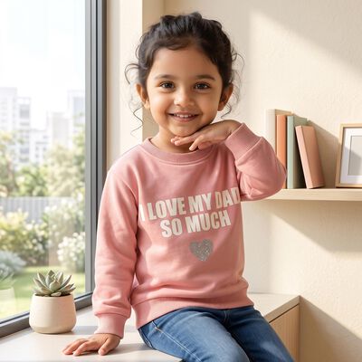 Girls' Pink Crew Neck Pullover Sweatshirt
