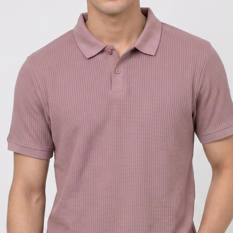 Men's Pink Polo Neck Polo T-Shirt, गुलाबी, large