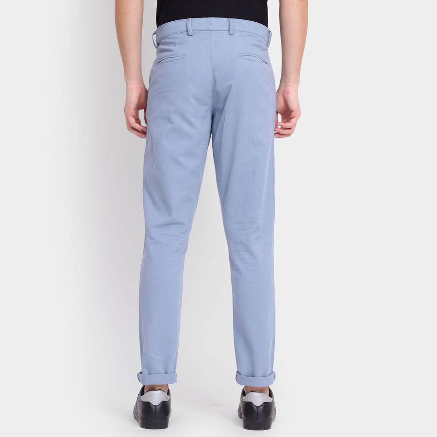 Men's 100% Cotton Slim Fit Casual Trousers , हल्का नीला, large image number null