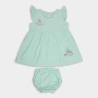 Infants' 100% Cotton Frock, Dark Green, small