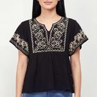 Women's Black Cotton Top, काला, small