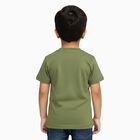 Boys Muted Olive Green Cotton Crew Neck Casual T-Shirt, Olive, small image number null