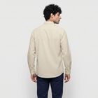 Men's Beige Cotton Long Sleeve Collar Casual Shirt, गहरा पीला, small