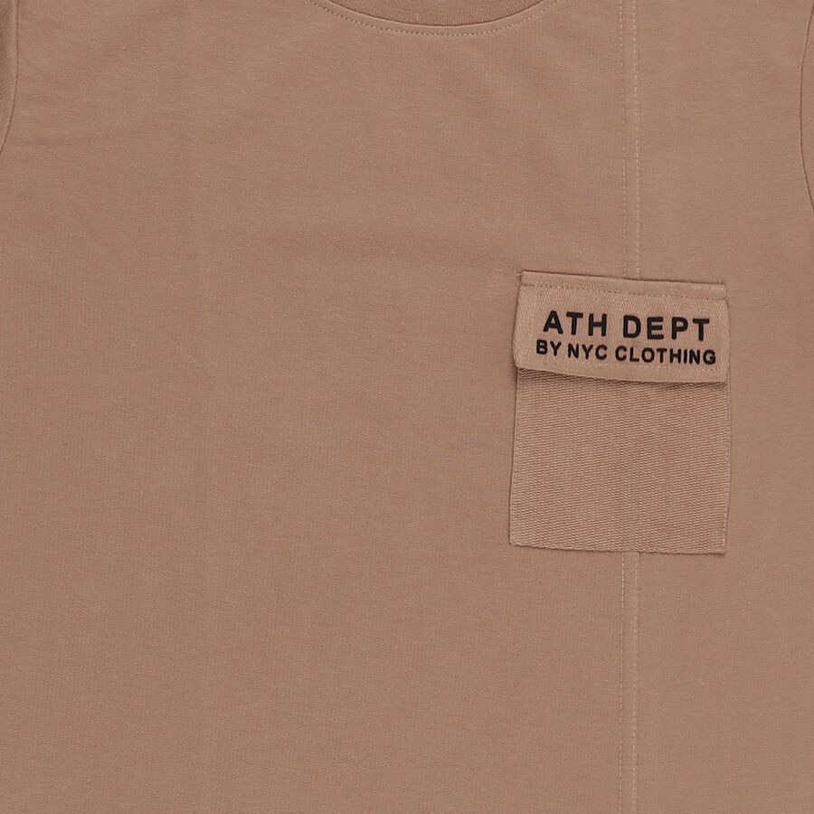 Boys Muted Beige Round Neck Casual T-Shirt, गहरा पीला, large image number null