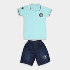 Boys' 100% Cotton Woven Baba Suit , Aqua, small image number null
