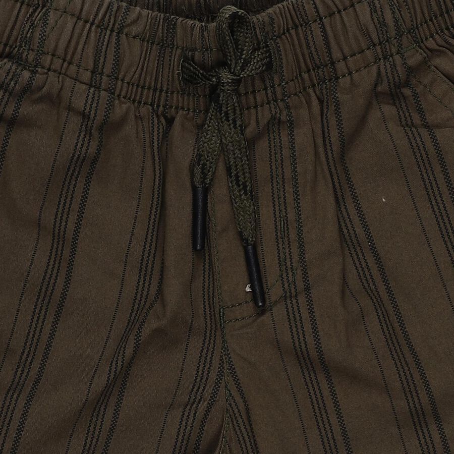 Boys' Olive Green Striped Cotton Jamaican Shorts, Olive, large