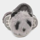 Kids Muted Charcoal Grey Fur Slip-On Winter Slippers, Grey, small image number null