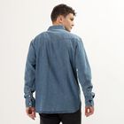 Men's Denim Blue Cotton Classic Collar Casual Shirt, Dark Blue, small image number null
