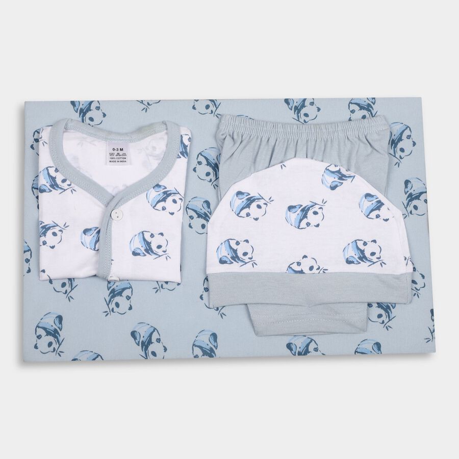 Infant's Cotton Gift Set, Light Blue, large image number null