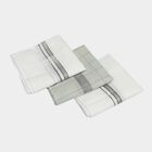 Men's White Checked Pack of 3 Handkerchief, Light Grey, small