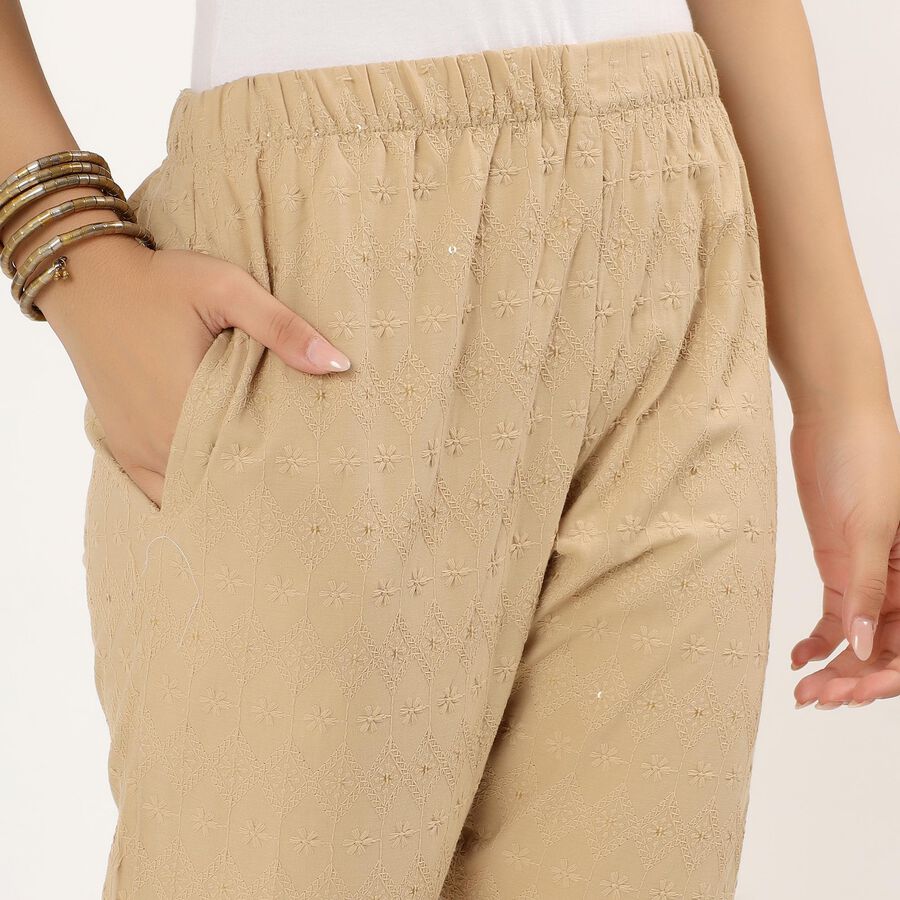 Ladies' 100% Cotton Palazzos , Beige, large image number null
