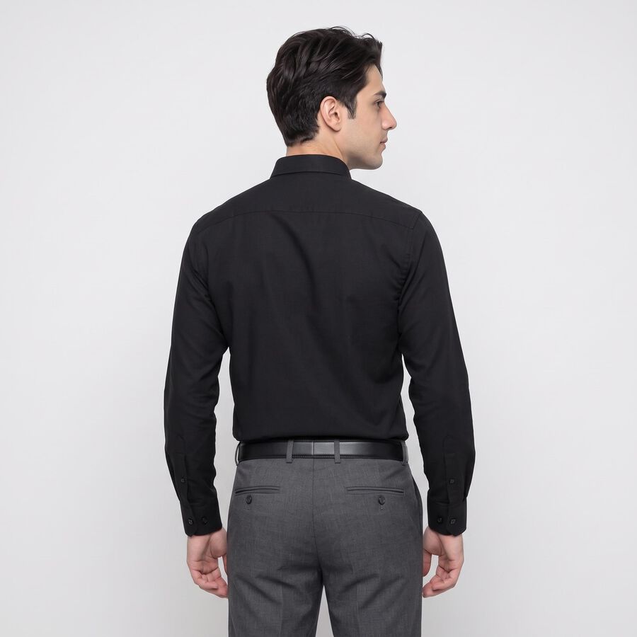 Men's Black Slim Fit Formal Shirt, काला, large
