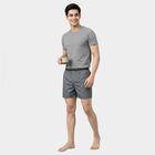 Men's Mid Blue Relaxed Fit Printed Boxers, मध्यम नीला, small