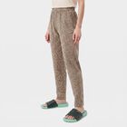 Women's Beige Straight Fit Heart Pyjama, गहरा पीला, small