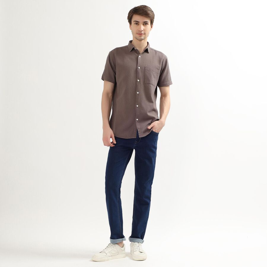 Men's Muted Brown Cotton Classic Casual Shirt, Brown, large image number null