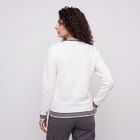 Women Off White Textured Round Neck Button-Front Cardigan, Off White, small