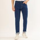 Men's Deep Indigo Slim Fit Jeans, मध्यम नीला, small