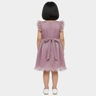 Girls' Lilac Flared 3D Floral Applique Frock, लाइलेक, small