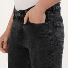 Men's Washed Black Skinny Fit Five-Pocket Jeans, Black, small image number null