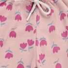 Girls' Light Pink Floral Printed Elastic Waist Pyjama, लाइलेक, small image number null