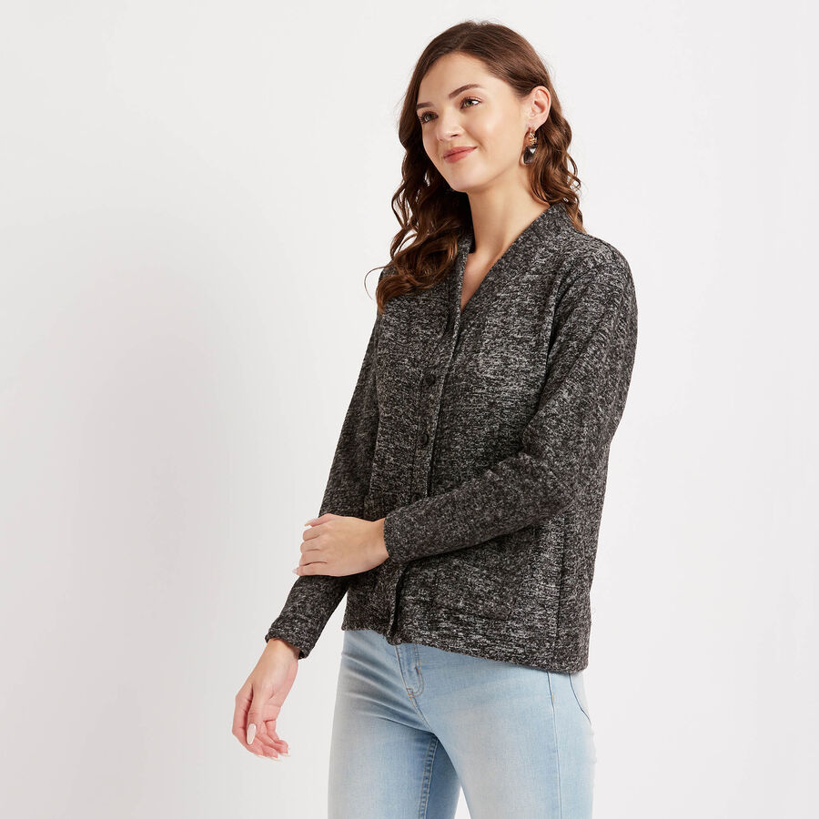 Solid Cardigan, Charcoal, large image number null