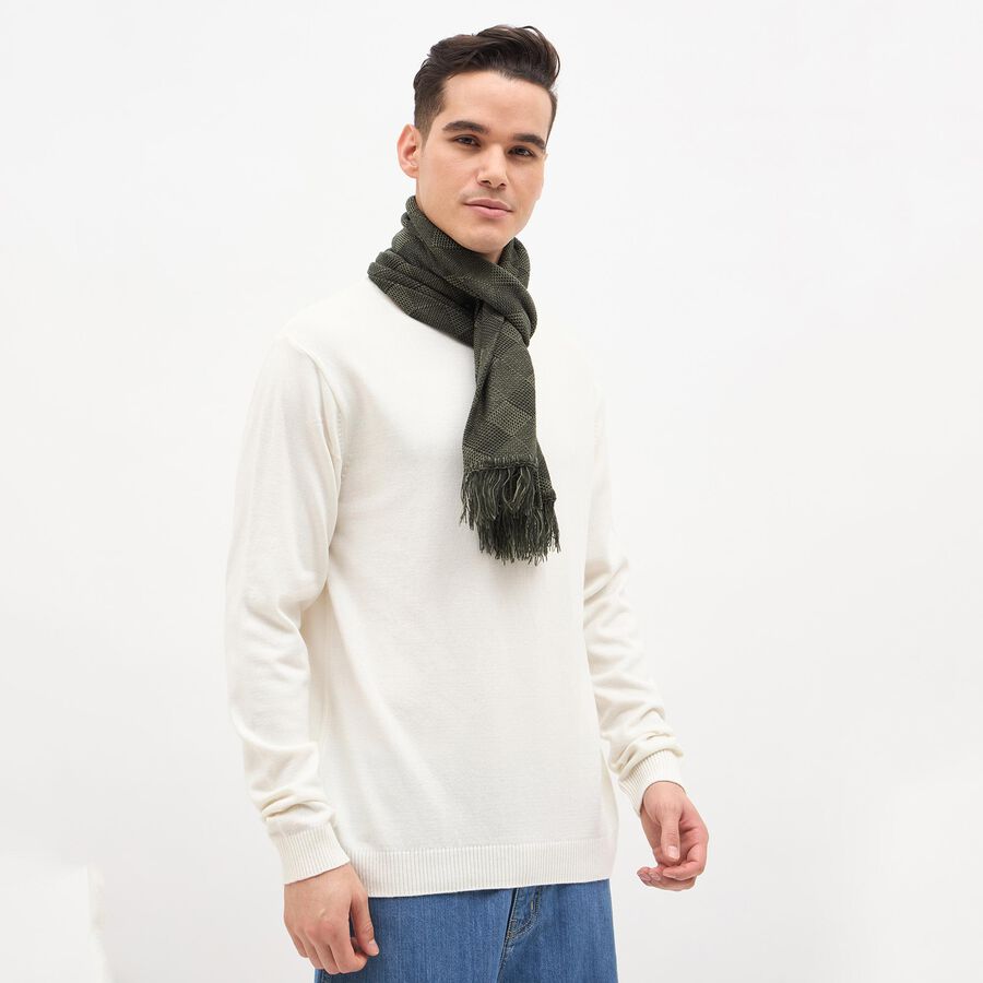 Men's Muted Forest Green Acrylic Checkered Muffler, Olive, large image number null