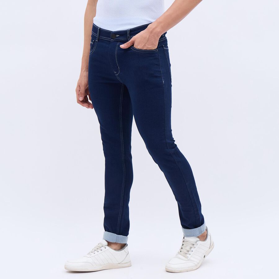 Men's Five Pocket Skinny Jeans, Dark Blue, large image number null
