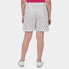 Girls' White Regular Fit Printed Shorts, ऑफ व्हाइट, small