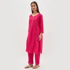Women's Bright Fuchsia Pink Cotton Solid Ethnic Set, Fuchsia, small image number null