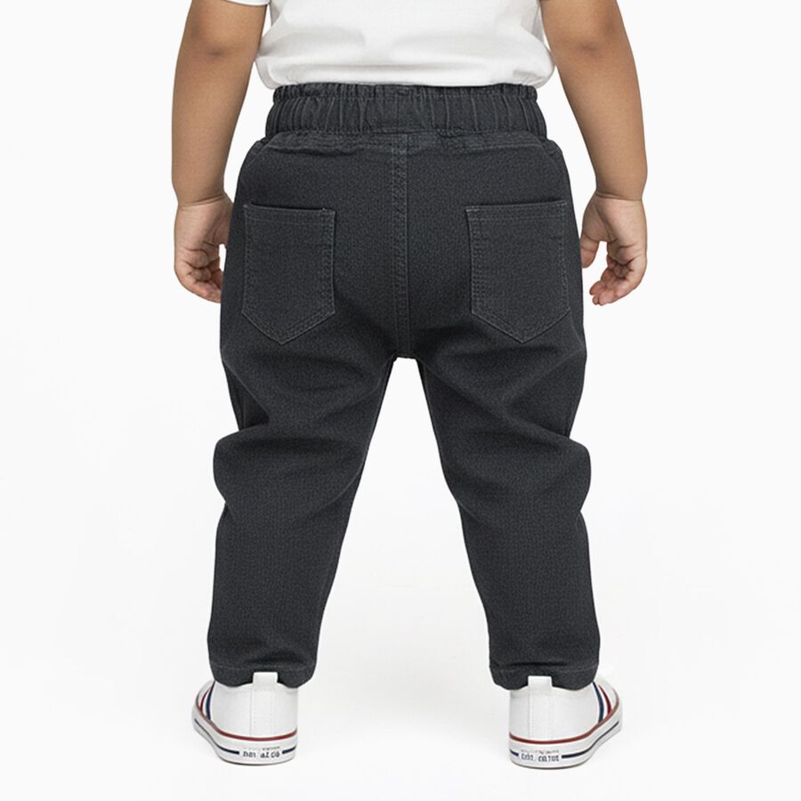Infants Dark Charcoal Black Regular Fit Elastic Waist Jeans, गहरा ग्रे, large image number null